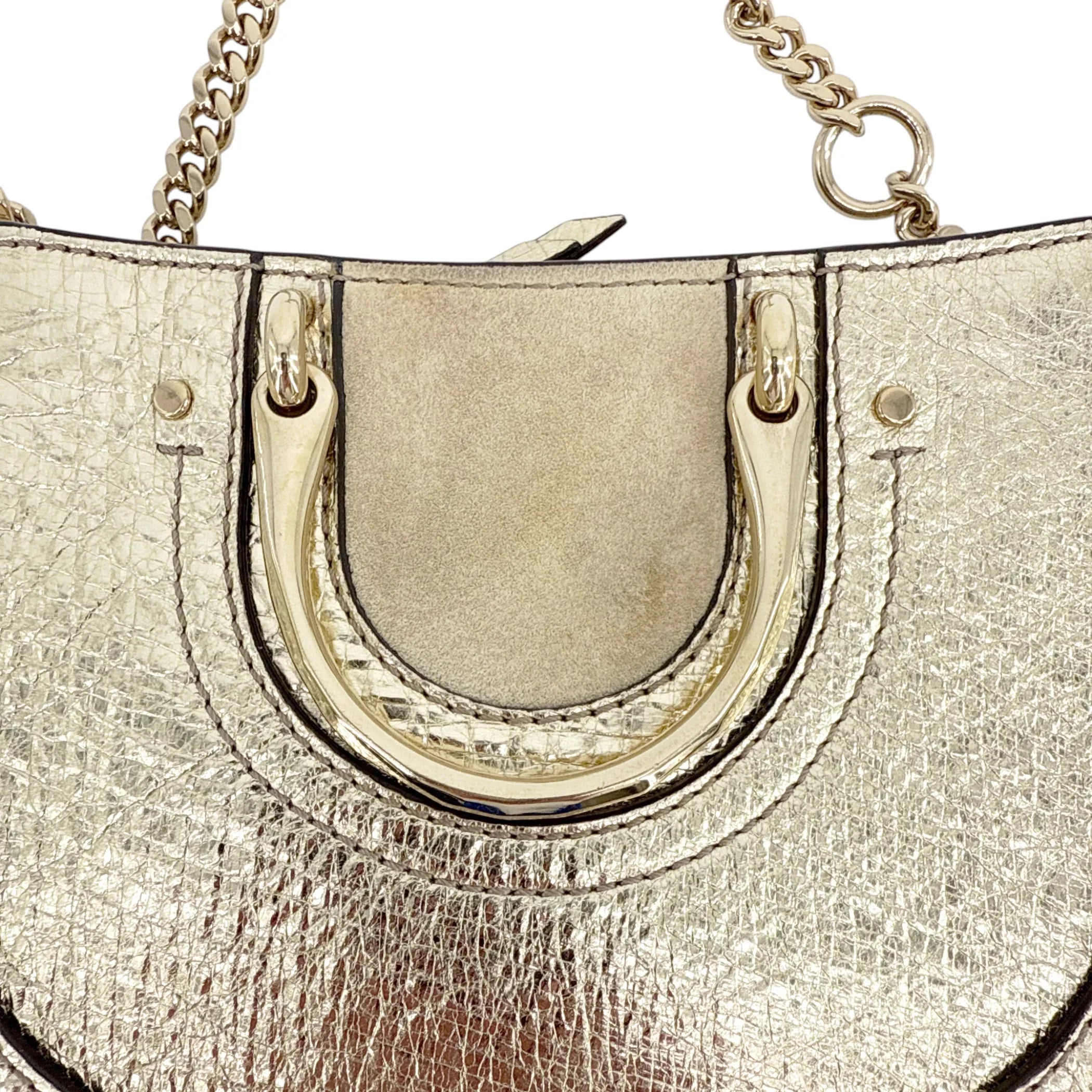 CHLOE Pixie Mini Convertible Belt Bag Metallic Gold - flyKAMP