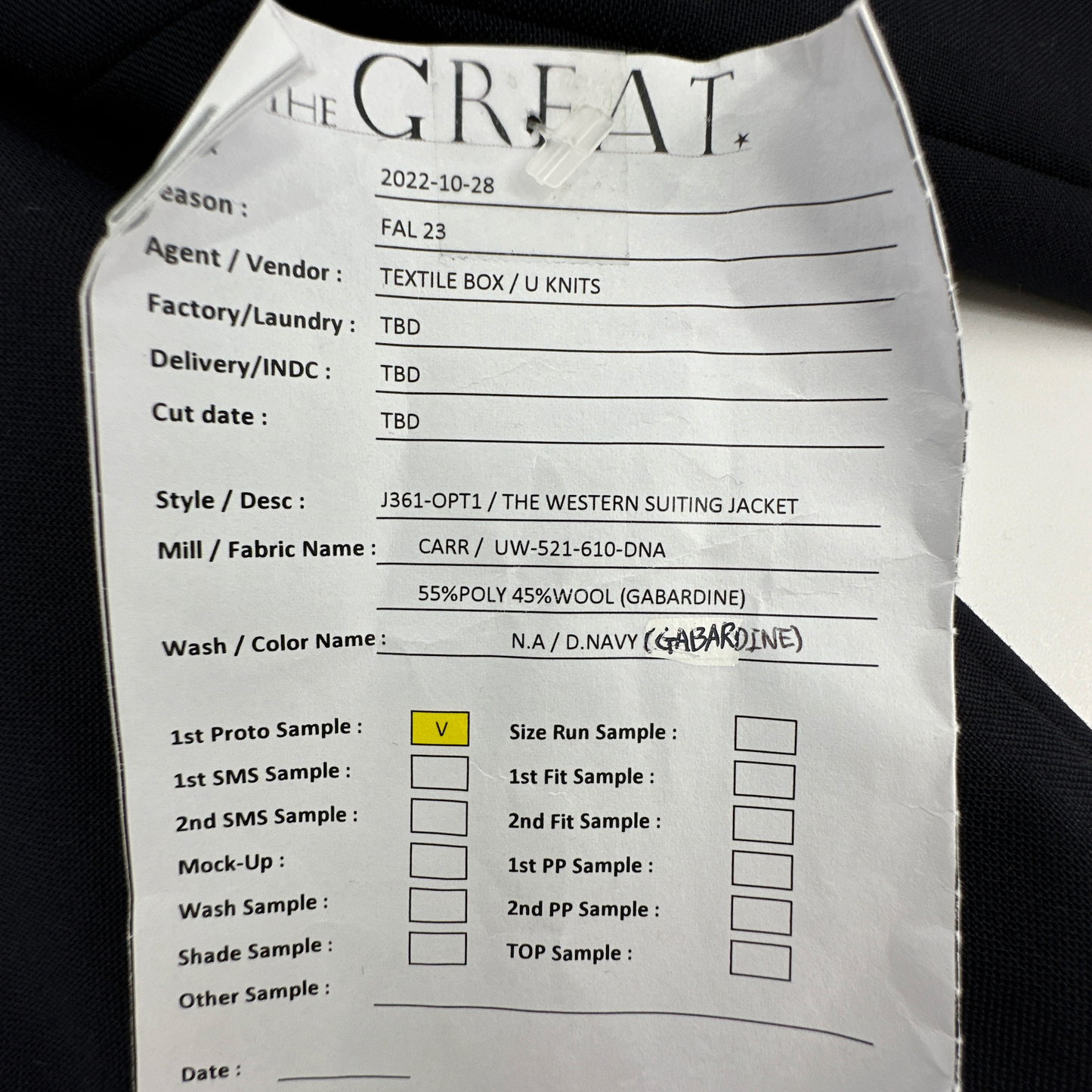 The GREAT. The Western Suiting Jacket. in Navy 1 | S