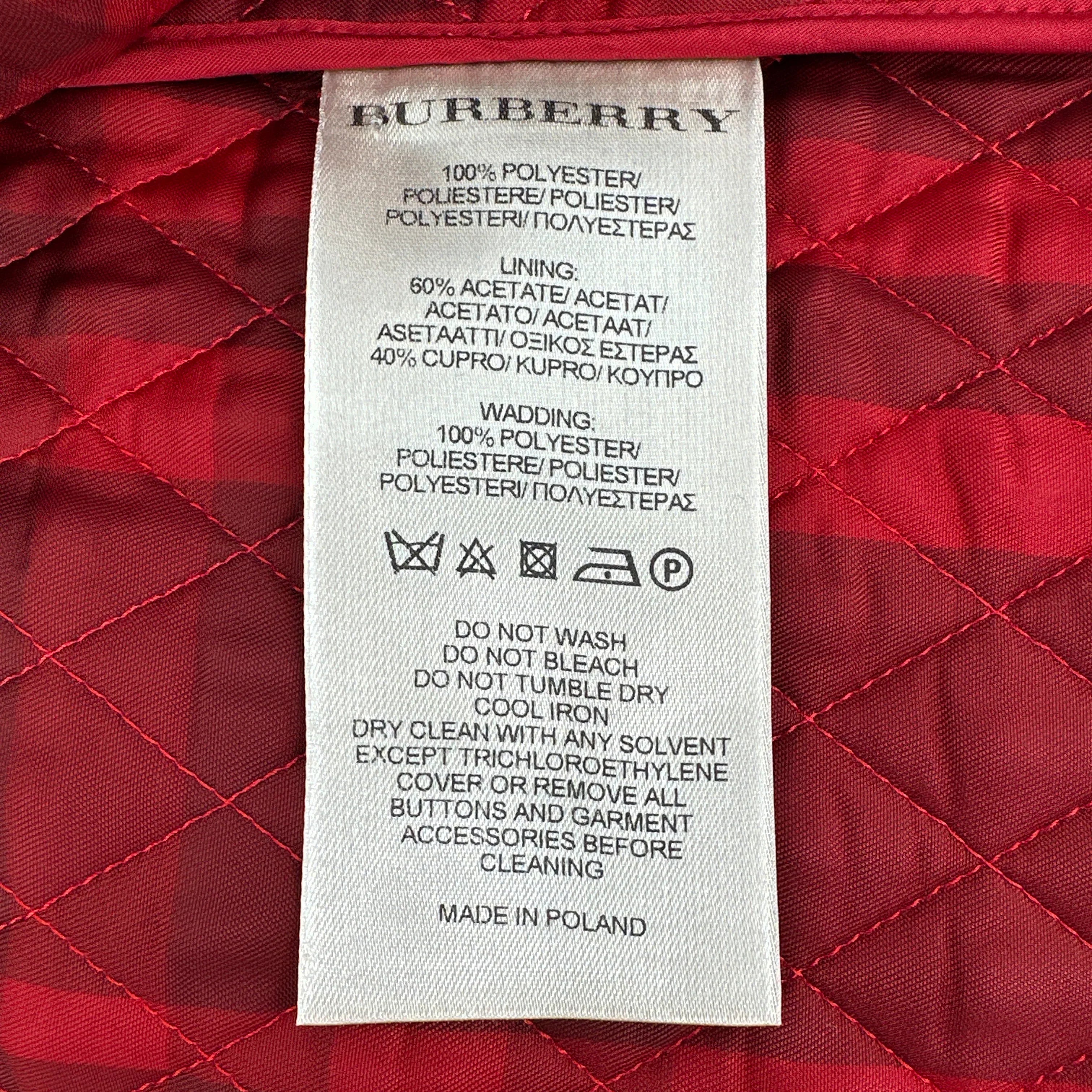 BURBERRY London Cropped Diamond Quilted Jacket in Red US10 | M - flyKAMP