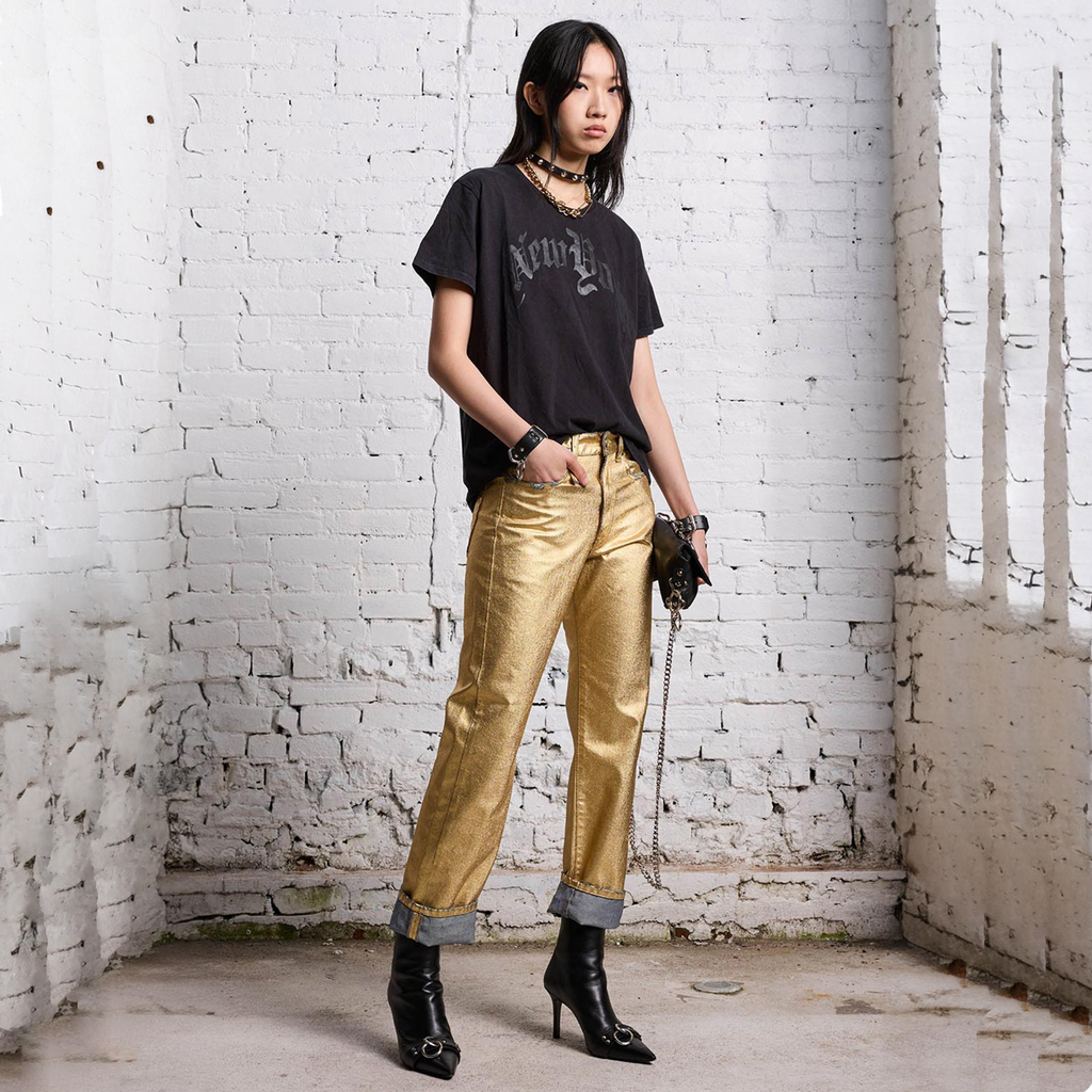 R13 Boyfriend Jean in Gold Indigo 24 R13