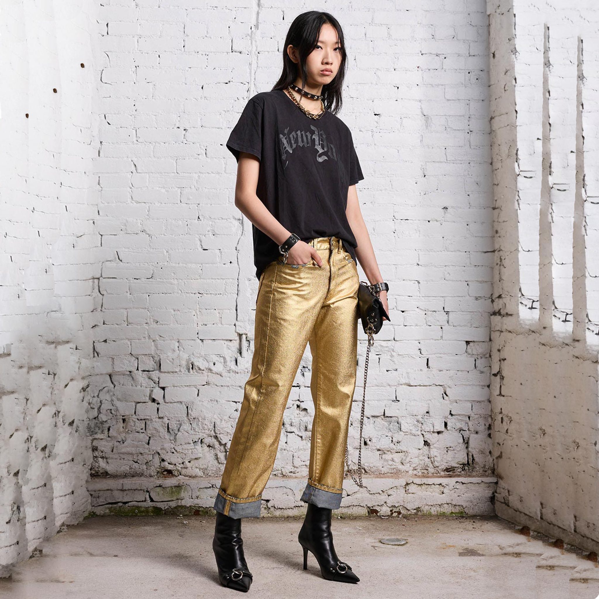 R13 Boyfriend Jean in Gold Indigo 24 R13