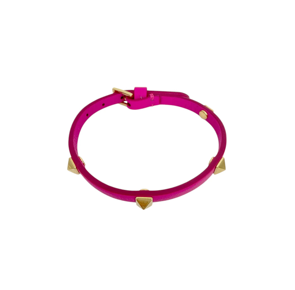 VALENTINO GARAVANI Rockstud Leather Bracelet in Pink - flyKAMP