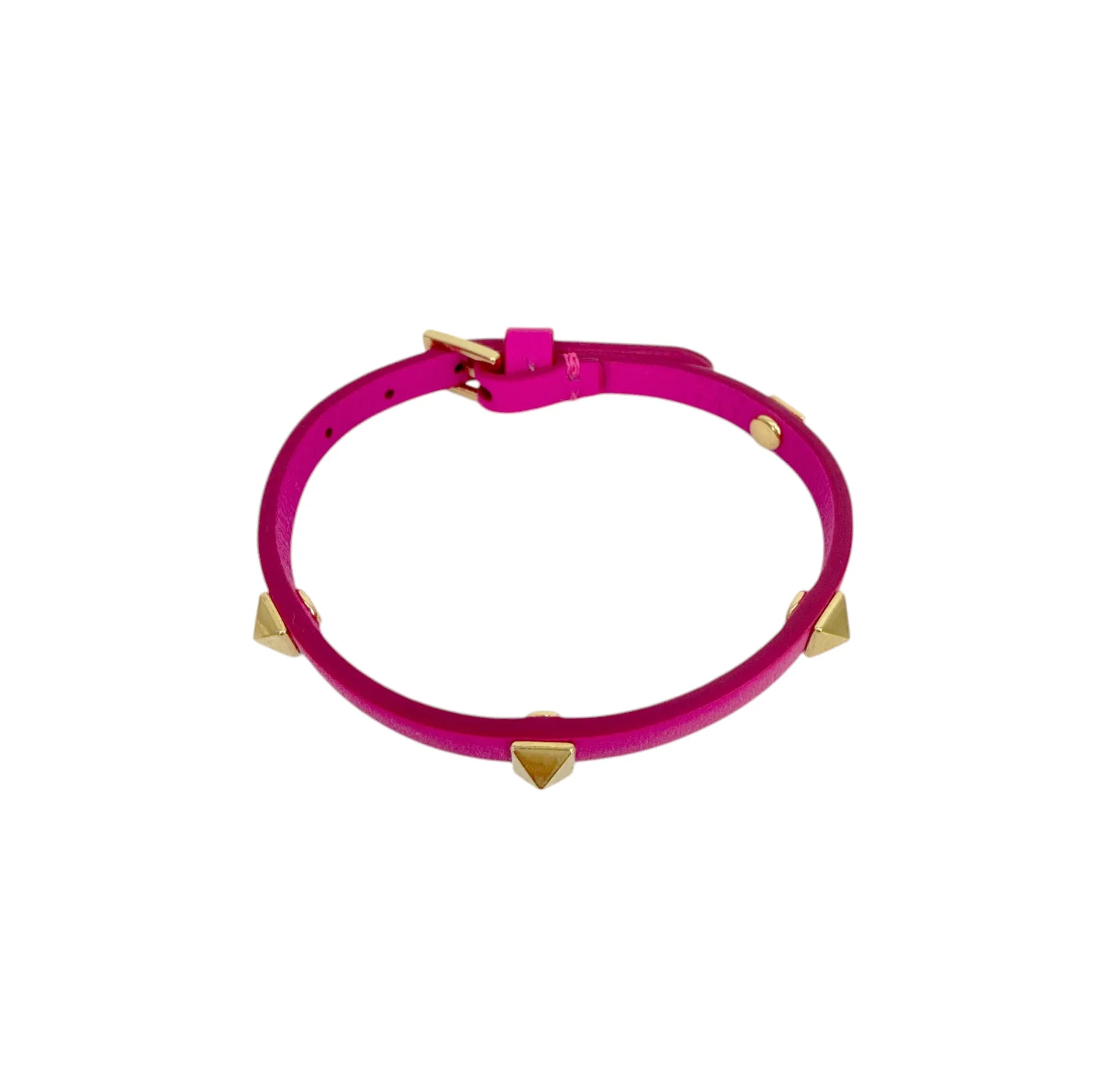 VALENTINO GARAVANI Rockstud Leather Bracelet in Pink - flyKAMP