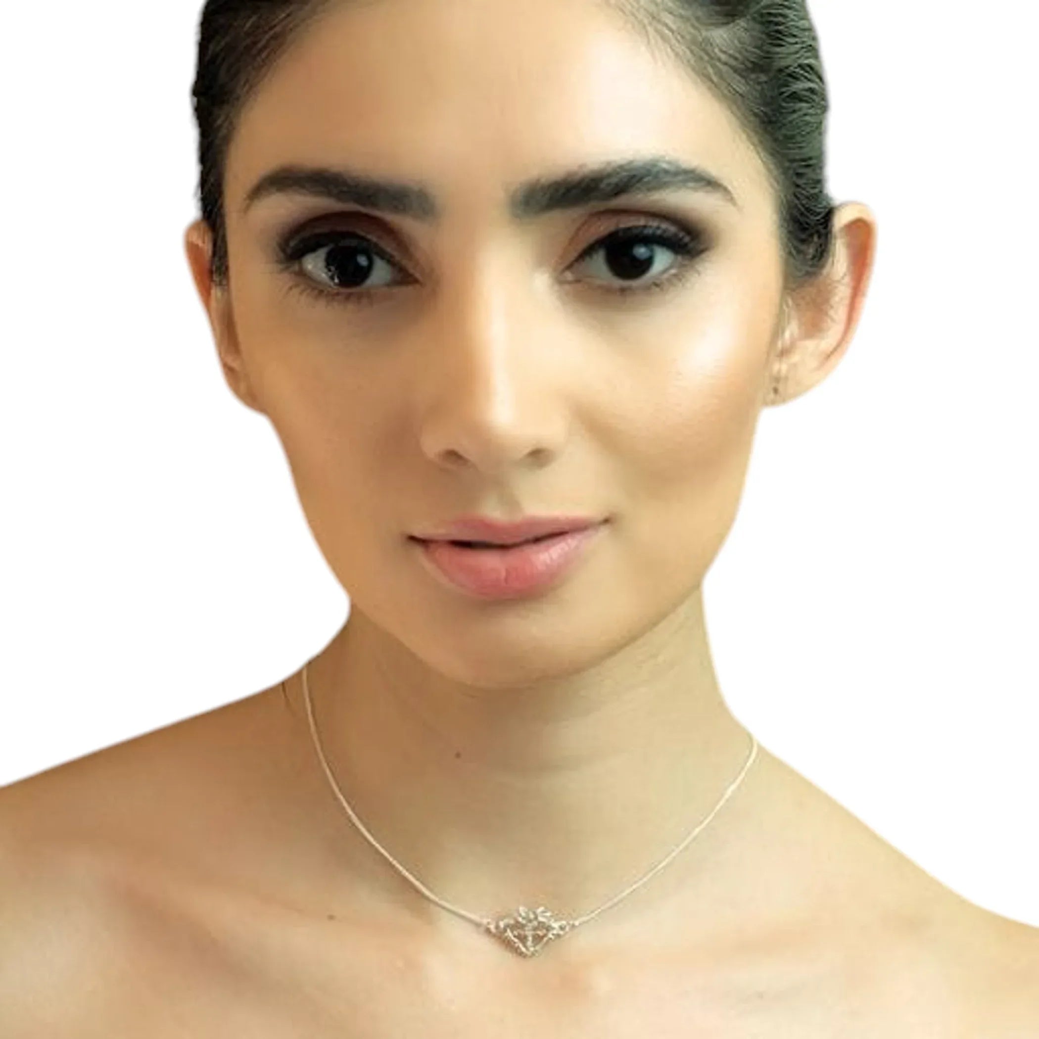 VIRGINS SAINTS & ANGELS VSA Queen of Hearts Petite Crystal Logo Necklace Silver - flyKAMP